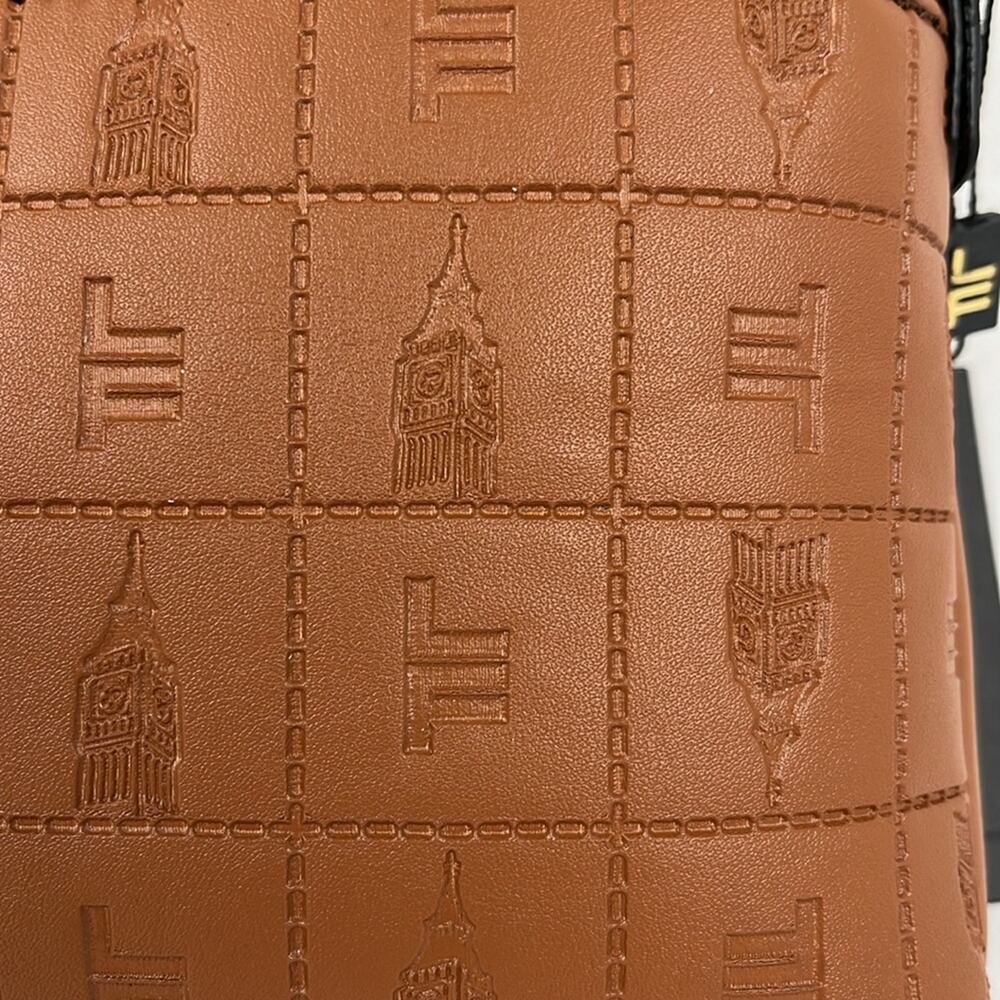 London Fog Susan Tower Signature Embossed Crossbody Bag Cognac Purse Handbag - Picture 5 of 10